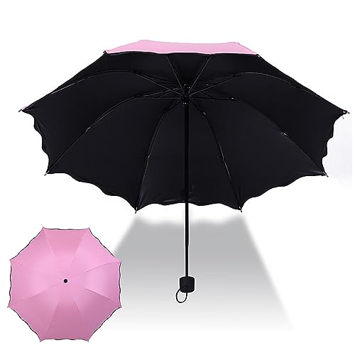 Rosa Taschenschirm, Windfest UV Schutz Ultraleicht Regenschirm Faltbar Robust Mini Umbrella, Regenschirm Sturmfest Regenschirm von HoGeGe