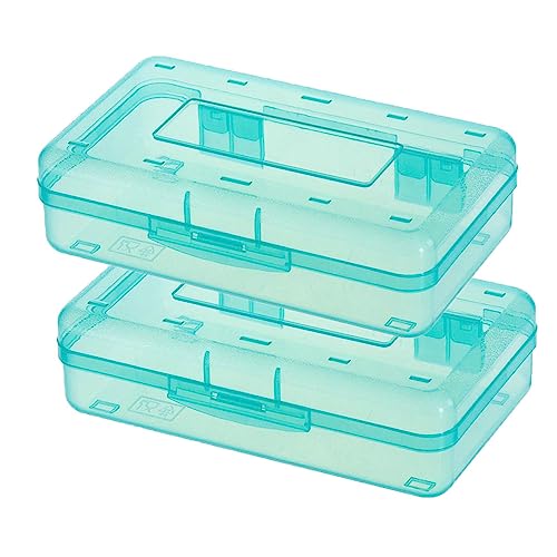 Stiftebox Aufbewahrungsbox Plastikmäppchen Box mit Deckel Snap Closure Bleistiftbox aus Kunststoff Pinselmalstifte für Stifte Pinsel Studenten Schreibwaren, Transparent, Grosse Kapazität, 2PC (A) von HoGeGe