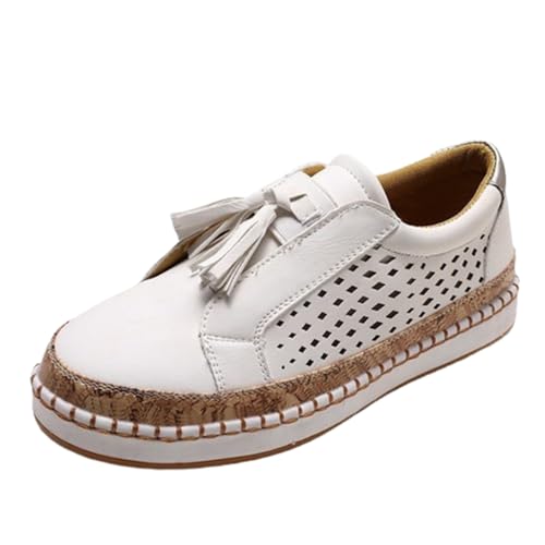 HoNung Super Bequeme, atmungsaktive Damen-Sneaker, orthopädische Sneakers, atmungsaktive Sneakers mit rundem Zehenbereich (White,41) von HoNung