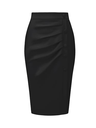 Hobemty Damen-Bleistiftrock, elastisch, hohe Taille, gerüscht, figurbetont, Midi-Röcke, Schwarz, Mittel Hobemty Damen-Bleistiftrock, elastisch, hohe Taille, gerüscht, figurbetont, Midi-Röcke, Schwarz, Mittel von Hobemty