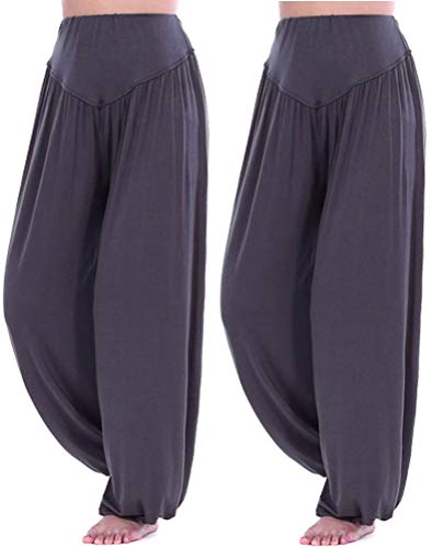 Hoerev Haremshose aus superweichem Modal-Elastan, für Yoga, Pilates, Dunkelgrau + Dunkelgrau, 2 Paar, Groß Hoerev Haremshose aus superweichem Modal-Elastan, für Yoga, Pilates, Dunkelgrau + Dunkelgrau, 2 Paar, Groß von Hoerev