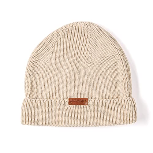 Hofbrucker Stylische Beanie Mütze aus Bio Baumwolle für Babys und Kinder Grobstrick Mütze Jungen und Mädchen Beige, 50/52 von Hofbrucker