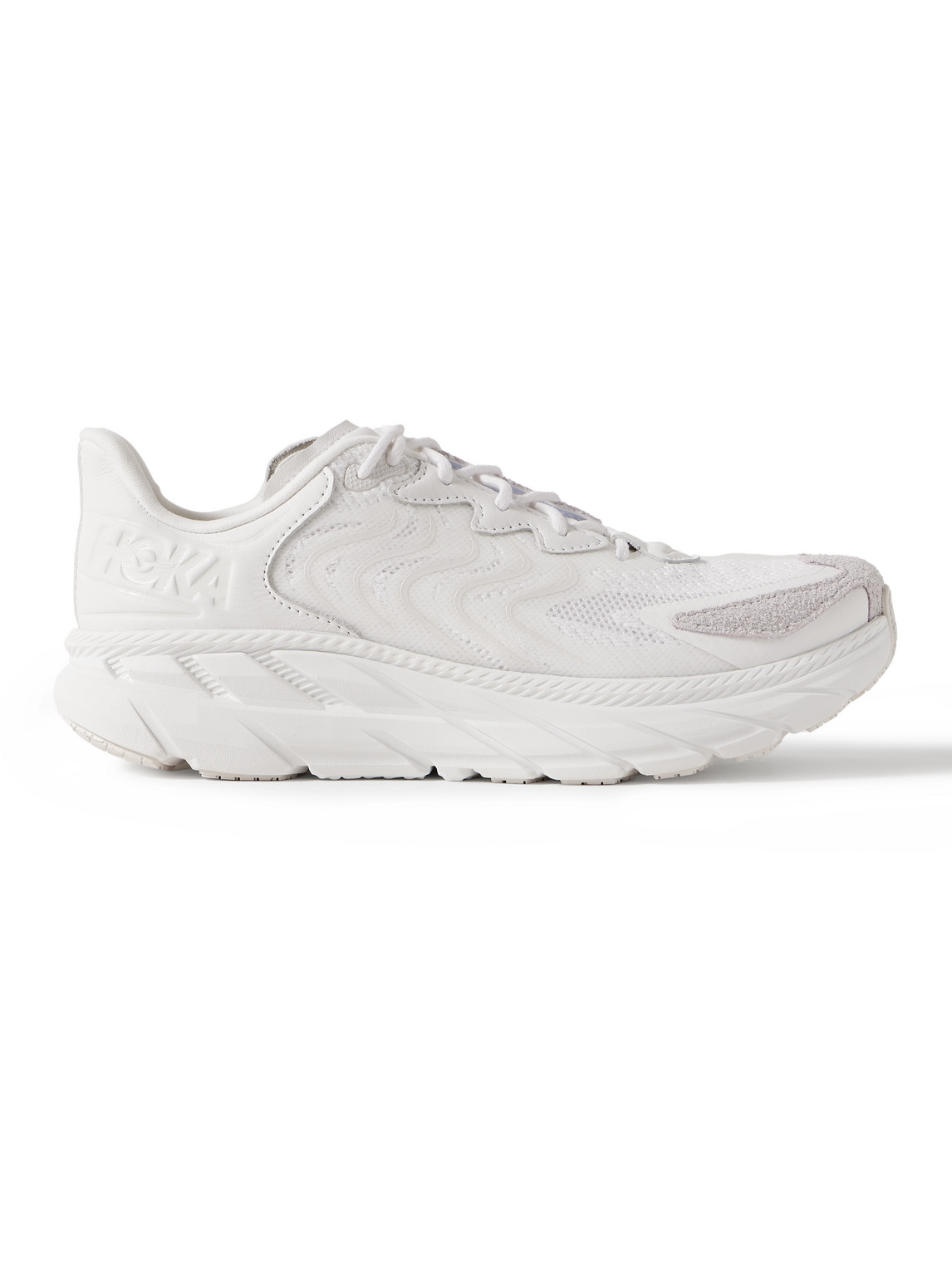 Hoka One One - Clifton LS Rubber-Trimmed Mesh, Leather and Suede Running Sneakers - Men - White - US 7 von Hoka One One
