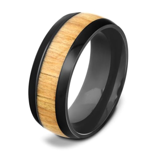 Echtes Mahagoniholz Intarsien Edelstahl Ring Holzring Holz Trauringe für Männer von Hokech