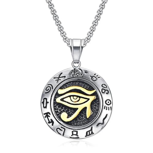 Edelstahl Auge des Horus Anhänger Altes Ägypten Amulett Halskette Männer Frauen Vintage Schmuck von Hokech