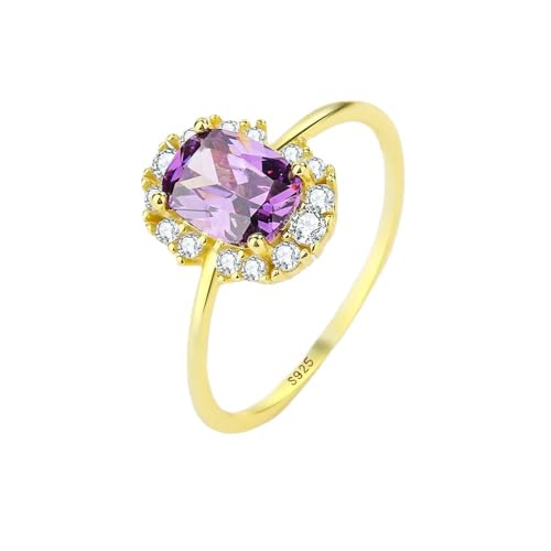 Exquisiter Amethyst Gold Ring für Frauen S925 Silber Cz Diamant Kristall Zirkon Verlobung Hochzeit Geschenk Schmuck Großhandel von Hokech