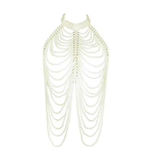 Frauen Perlenschal Halsketten Halsband Schulter lange Kette Anhänger Halsketten Pullover Kette Brautkleid Schmuck Accessoires von Hokech