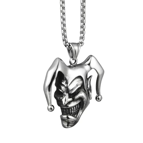 Herren Edelstahl Punk Jungen Joker Clown Anhänger Halskette Schmuck Kette Accessoires von Hokech