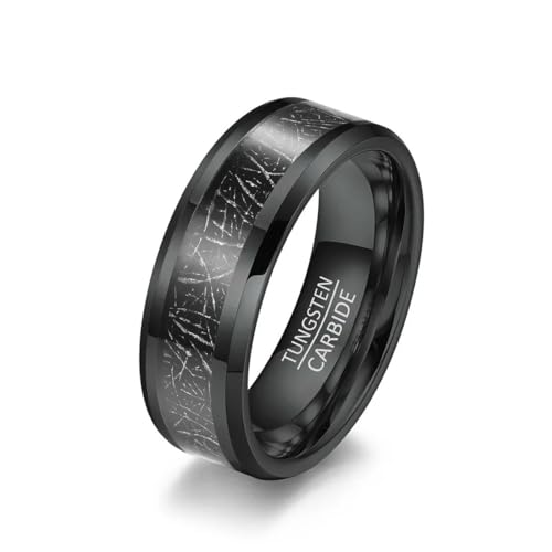 Hokech 4mm 6mm 8mm Wolframkarbidstahl doppelt abgeschrägte Kante Arc Ice Silk Black Ring Männer und Frauen Paare Ehering von Hokech