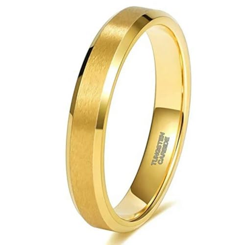 Hokech 8mm Wolframkarbid Ring mit abgeschrägter Kante gebürsteter Goldring für Männer und Frauen Paare Hochzeitsschmuck von Hokech