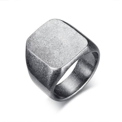 Hokech Cooler männlicher Punkrock Square Band Flat Top Signet Ring Vintage Silber Farbe Edelstahl Ring für Frauen Männer Schmuck von Hokech