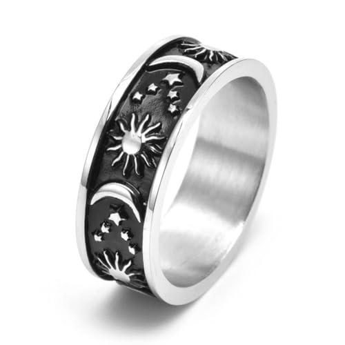 Hokech Edelstahl Modering für Männer Sternmond Kleber Tropfen Ring Modeschmuck Geschenk von Hokech