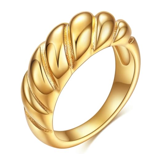 Hokech Frauen Weben Twisted Gold Farbe Eheringe Edelstahl Anillos Joyas De Mujer Schmuck von Hokech