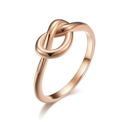 Hokech Geknoteter Herzknoten Titanstahl Hipster Männer und Frauen Unisex Schwanzring Ring Verlobungsring Geometrischer Titanstahlring von Hokech