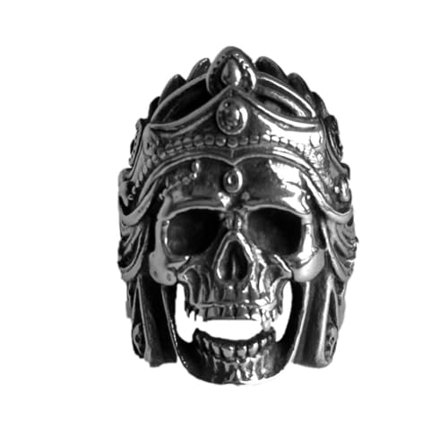 Hokech Gothic Mahakali Totenkopf Ring für Männer Jungen Vintage 316L Edelstahl Biker Ring Punk Rock Totenkopf Schmuck Geschenk Größe 7 bis 14 von Hokech