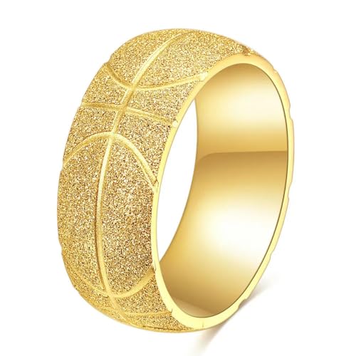 Hokech Kreativer Basketball Logo Matte Finger Ring für Frauen Männer Weihnachtsschmuck Geschenk Edelstahl Ringe Zubehör von Hokech