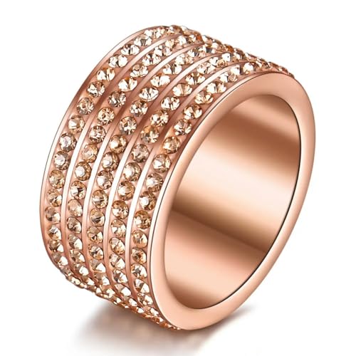 Hokech Mode Edelstahl Schmuck Kristall Eheringe für Frauen 5 Linien Strass Weiblicher Schmuckring Neu von Hokech