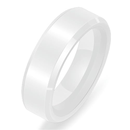 Hokech Neue Mode Einfacher 6mm Schwarz/Weiß Keramikring für Männer Frauen von Hokech