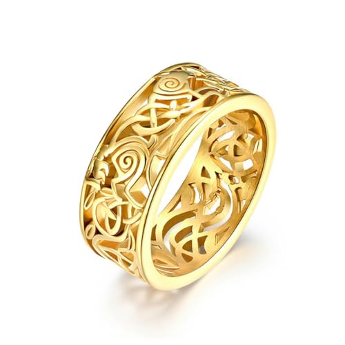 Hokech Nordischer Edelstahl Wikinger Wolf Celtics Knoten Ring für Männer Frauen Retro Silber Farbe/Gold Wikinger Ring Paar Schmuck Geschenk von Hokech