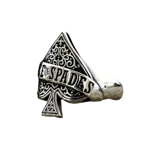 Hokech Punk Retro Lucky Spade Ein Ring Mode Edelstahl Männer und Frauen Spielkartenringe Einzigartiger kreativer Schmuck von Hokech