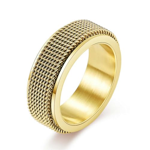 Hokech Retro Silber Farbe Edelstahl Mesh Band Ring für Männer Frau Punk Vintage Drehbare Dekompression Schmuck Geschenke von Hokech