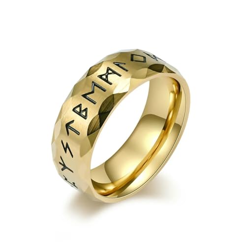 Hokech Vintage 7mm Titan Wikinger Text Ring für Männer und Frauen Odin Rune Ring Party Schmuck Geschenk von Hokech