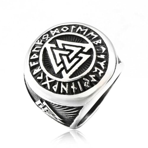 Hokech Vintage Wikinger Valknut Ring Männer Nordic Edelstahl Trinity Ring Punk Odin Amulett Ring Schmuck Geschenk von Hokech