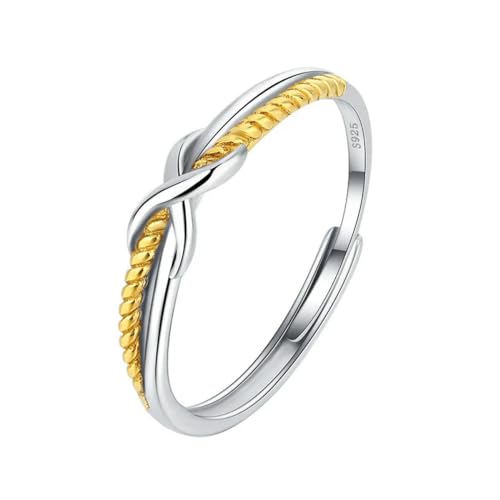 Klassischer 18K Gold Zweifarbig geknotete Ziffer 8 Paar Ring für Frauen Original Sterling Silber Valentinstag Geschenk Schmuck von Hokech