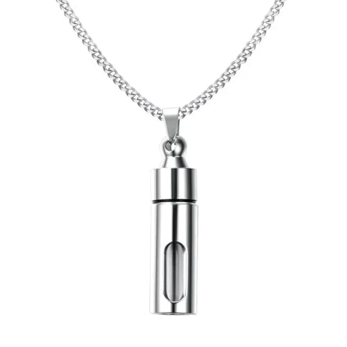 Männer Glaszylinder Aromatherapie ätherisches Öl Parfüm Anhänger Halskette Einäscherung Edelstahl Männlicher Choker Schmuck von Hokech