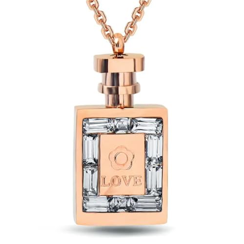 Mode 316L Edelstahl Schmuck Luxus Frauen Roségold Farbe Parfüm Flasche Halskette Kette Dame Kristall Schmuck von Hokech