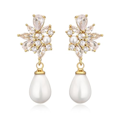 Mode Grüne Zirkonia Blatt Ohrringe für Frauen Elegante Imitation Perle Mädchen Ohr Party Hochzeit Schmuck Zubehör von Hokech