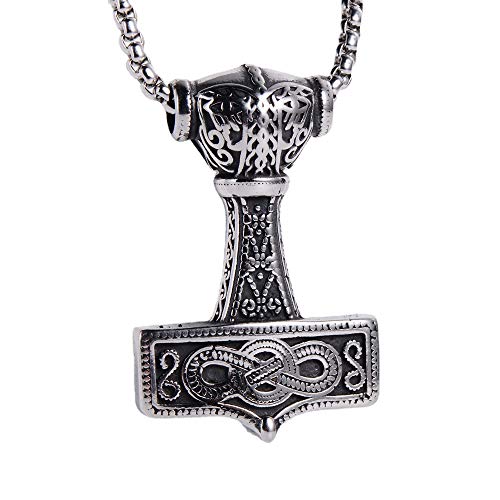 Mode Retro Nordic Thor's Hammer Anhänger Punk Edelstahl Wikinger Odin Keltischer Knoten Männer Halskette Schmuck Geschenke von Hokech