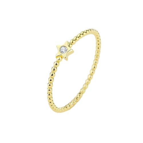 Mode Stern Gold String Form Ring für Frauen S925 Sterling Silber Zirkon Kristall Kronstein Hochzeit Geschenk Schmuck von Hokech