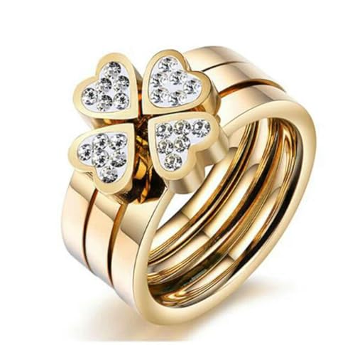 Mode Valentinstag Geschenk 3 Runde Herz Ring Sets für Frauen Kristall Verlobung Finger Ringe Hochzeit Schmuck von Hokech