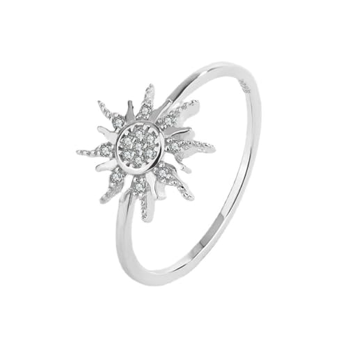 Sonnenblume Sonnenblume Echter Sterling Silber Paar Ring Für Frauen Mädchen Kreativ Voller Diamanten Verlobung Weihnachtsschmuck von Hokech