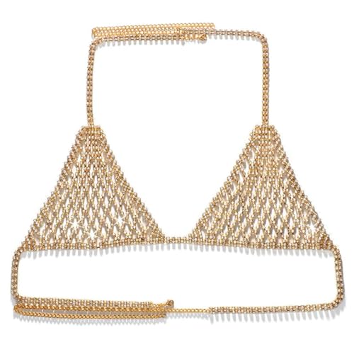 Strass BH Mesh Körper Kette Bikini Brust Accessoires Nachtclub Top Kristall Dessous Kette Rave Schmuck Frauen von Hokech