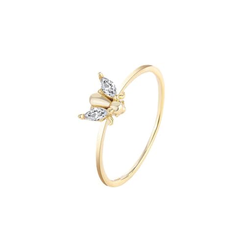 Trend Schmetterling Insekt Original Sterling S925 Silber Paar Ring Für Damen Mädchen 18K Gold Schleife Party Valentinstag Geschenk Schmuck von Hokech