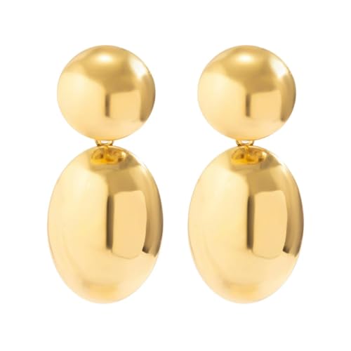 Vintage glatte runde Big Ball Metall Tropfenohrringe für Frauen klassische goldene Farbe Piercing Ohrringe Steampunk Ohrschmuck von Hokech