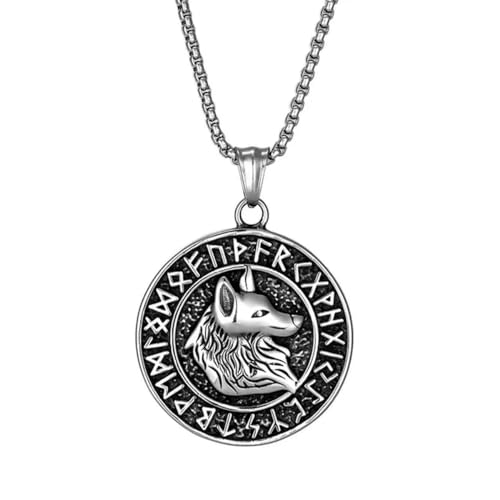 Wikinger Odin Keltischer Wolf Anhänger für Männer Dominierender Edelstahl Wikinger Rune Halskette Mode Vintage Amulett Schmuck Geschenke von Hokech