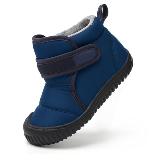 Barfussschuhe Kinder Winter Herbst Wasserdicht Draussen Barfußschuhe kinder Trekkingschuhe Warme und rutschfeste Stiefel (Marineblau, Kleinkind, 24, Numerisch, EU Schuhgrößensystem, M) von HOKUTO