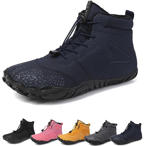 Barfußschuhe Winter, Outdoor Barfußschuhe Herren Damen Herbst Winter, Wasserdicht Barfussschuhe Barefoot Shoes (Blue C, 39) von HOKUTO