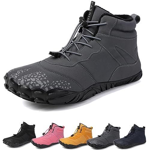 Barfußschuhe Winter, Outdoor Barfußschuhe Herren Damen Herbst Winter, Wasserdicht Barfussschuhe Barefoot Shoes (Grey C, 46) von Hokuto