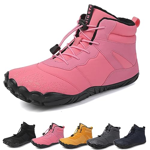 Barfußschuhe Winter, Outdoor Barfußschuhe Herren Damen Herbst Winter, Wasserdicht Barfussschuhe Barefoot Shoes (Pink, 41) von HOKUTO