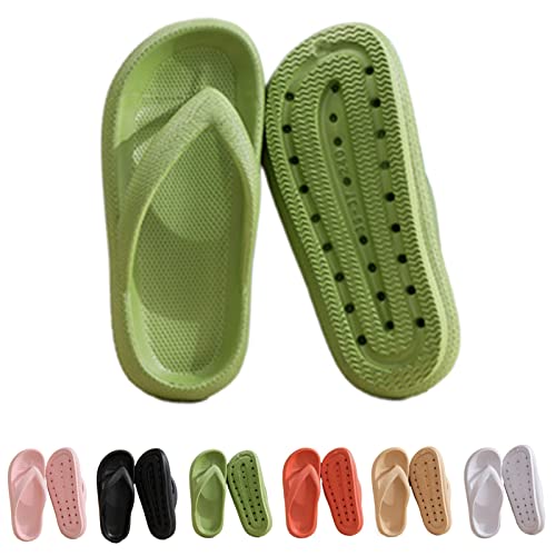 HOKUTO Cozy Slides Original Flipflop, Pummy Hausschuhe, Flip Flops Mit FußBett Damen, Slipper Damen Sommer (Green, Erwachsene, 38, Numerisch (von/bis), EU Schuhgrößensystem, 39, Breit) von HOKUTO