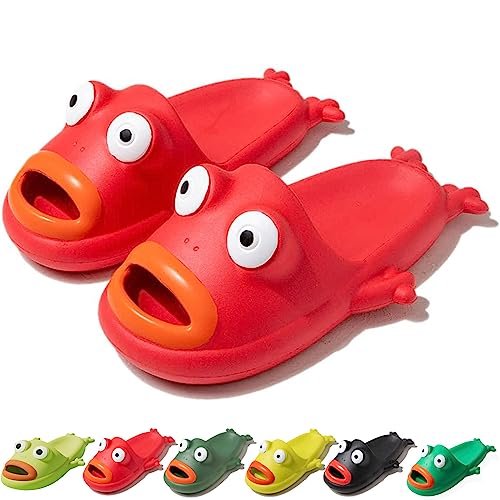 Hokuto Frog Slippers Unisex Frog Slides Sandals Cartoon Funny Fish Slides Non-slip Comfort Slippers (Red, adult, women, numeric_40, numeric_range, eu_footwear_size_system, numeric_41, medium) von HOKUTO