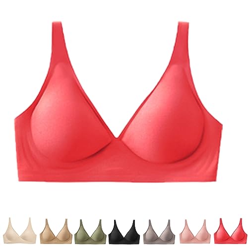 Hokuto Lavania - Nahtloser Premium Komfort BH, Removable Padded Seamless Bra Wireless (XL, Rot) von Hokuto