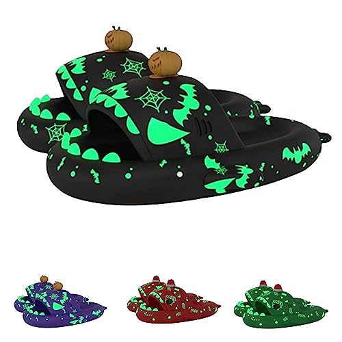 Hokuto Luminous Shark Slides for Christmas Halloween, Unisex Galaxy Shark Slides EVA Quick Drying Non-Slip (Black, adult, numeric_40, numeric_range, eu_footwear_size_system, numeric_41, medium) von Hokuto