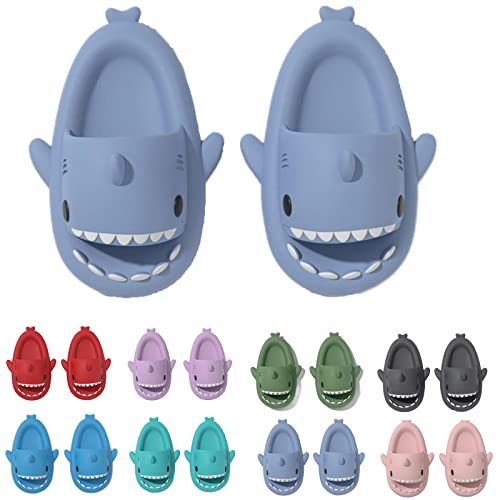 Hokuto Shark Slides Kids, Non-Slip Lightweight Sole Slides Kids House Slippers Indoor & Outdoor Beach Slippers (Blue, toddler, numeric_29, numeric_range, eu_footwear_size_system, numeric_30, medium) von HOKUTO