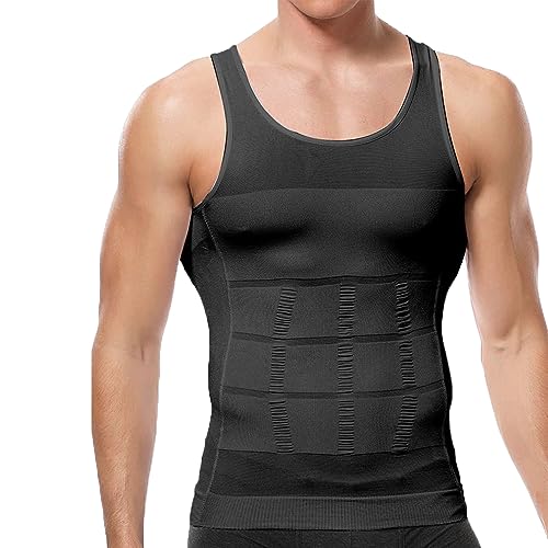 Shaperluv Male Shaper Tank, Herren Gynäkomastie Bauch Bauch Kompressionsshirts Trainer Korsett (Schwarz, XL) von Hokuto