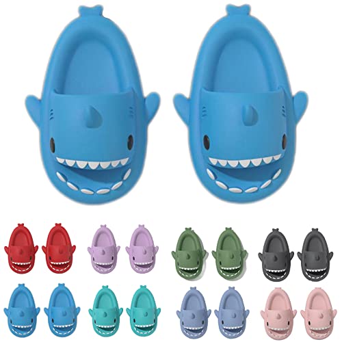 Shark Slides Kids, Non-Slip Lightweight Sole Slides Kids House Slippers Indoor & Outdoor Beach Slippers (Navy blue, toddler, numeric_29, numeric_range, eu_footwear_size_system, numeric_30, medium) von HOKUTO